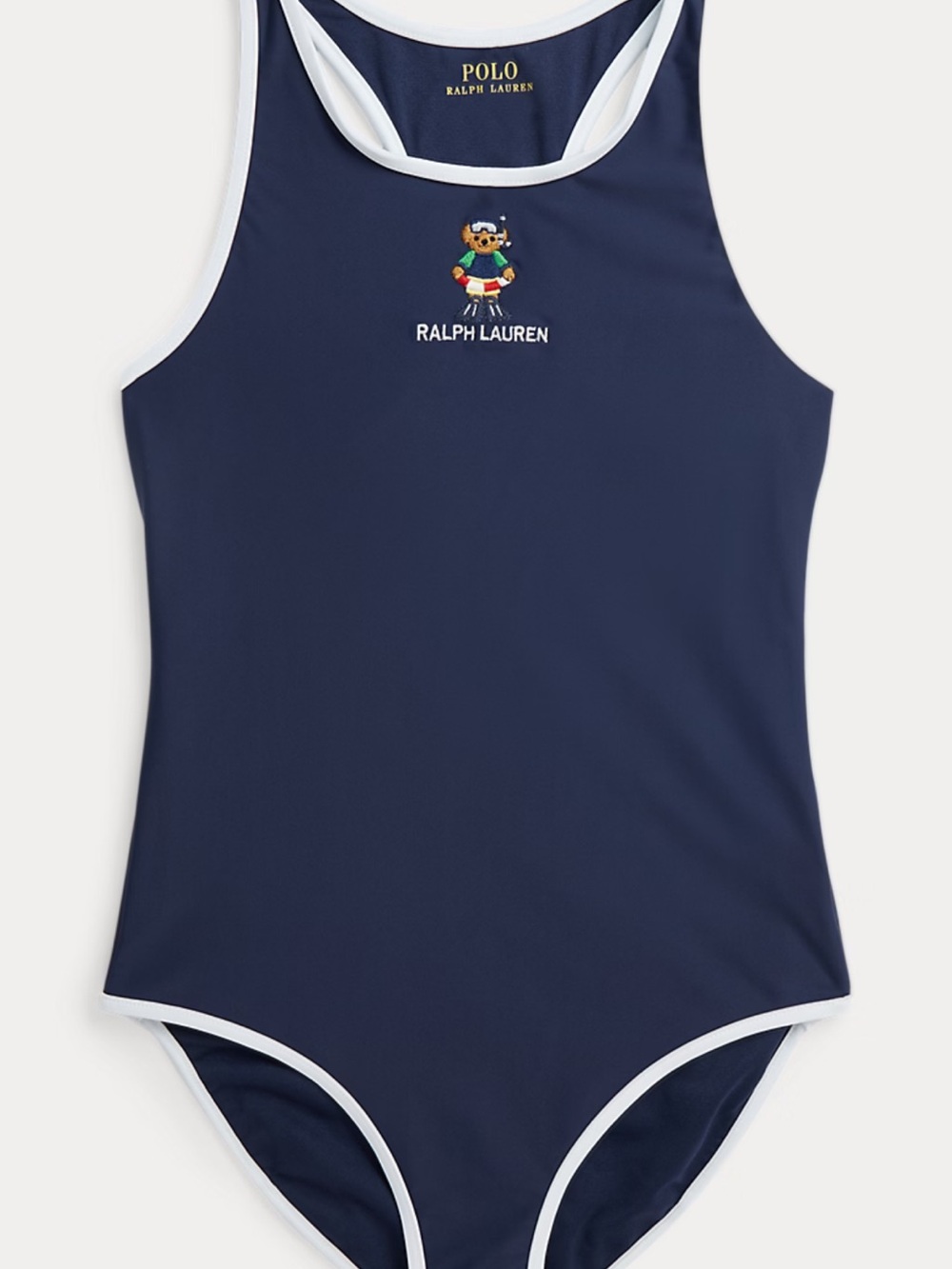 Polo Ralph Lauren Navy One-Piece Swimsuit with White Trim